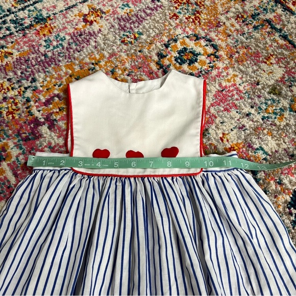 Vintage Girls Toddler Striped‎ Dress with Heart Accents Sz 5 - Picture 10 of 11